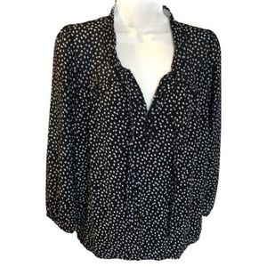 Loft Blouse Size Small 3/4 Sleeve ,Polka Dot ,Soft Jersey, Easy Care